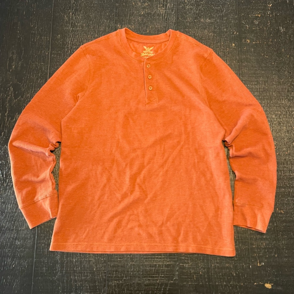 Faded Glory Men's Long Sleeve Orange Henley